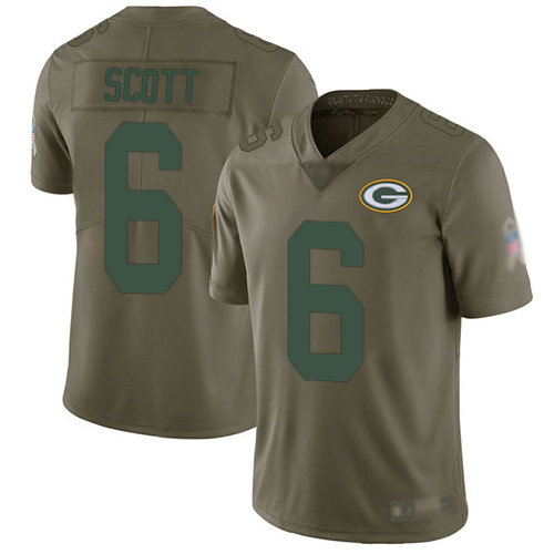 Green Bay Packers Limited Olive Men #6 Scott J K Jersey Nike NFL 2017 Salute to Service->green bay packers->NFL Jersey